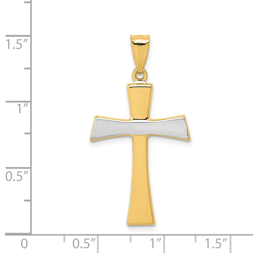 14k Yellow & Rhodium Goldw/Rhodium Polished Cross Pendant
