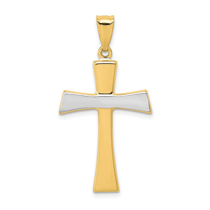 14k Yellow & Rhodium Goldw/Rhodium Polished Cross Pendant