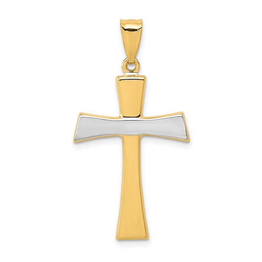 14k Yellow & Rhodium Goldw/Rhodium Polished Cross Pendant