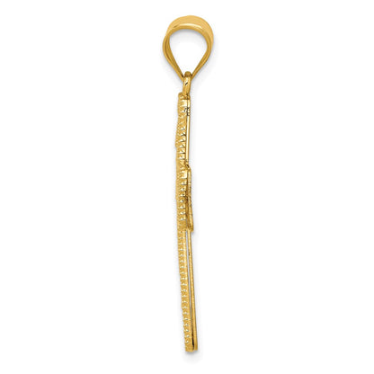 14k Yellow Gold Filigree Mirror Cross Pendant