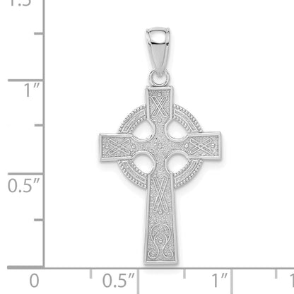 14k White Gold Celtic Cross Pendant