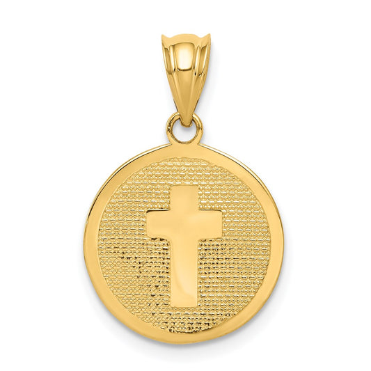 14k Yellow Gold Reversible Cross & 1st Holy Communion Charm