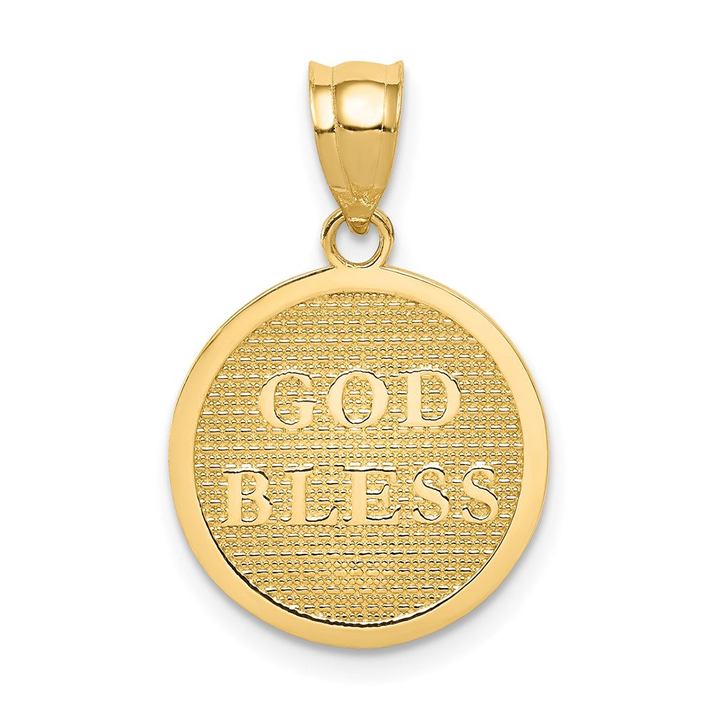 14k Yellow Gold Reversible Cross and GOD BLESS Charm