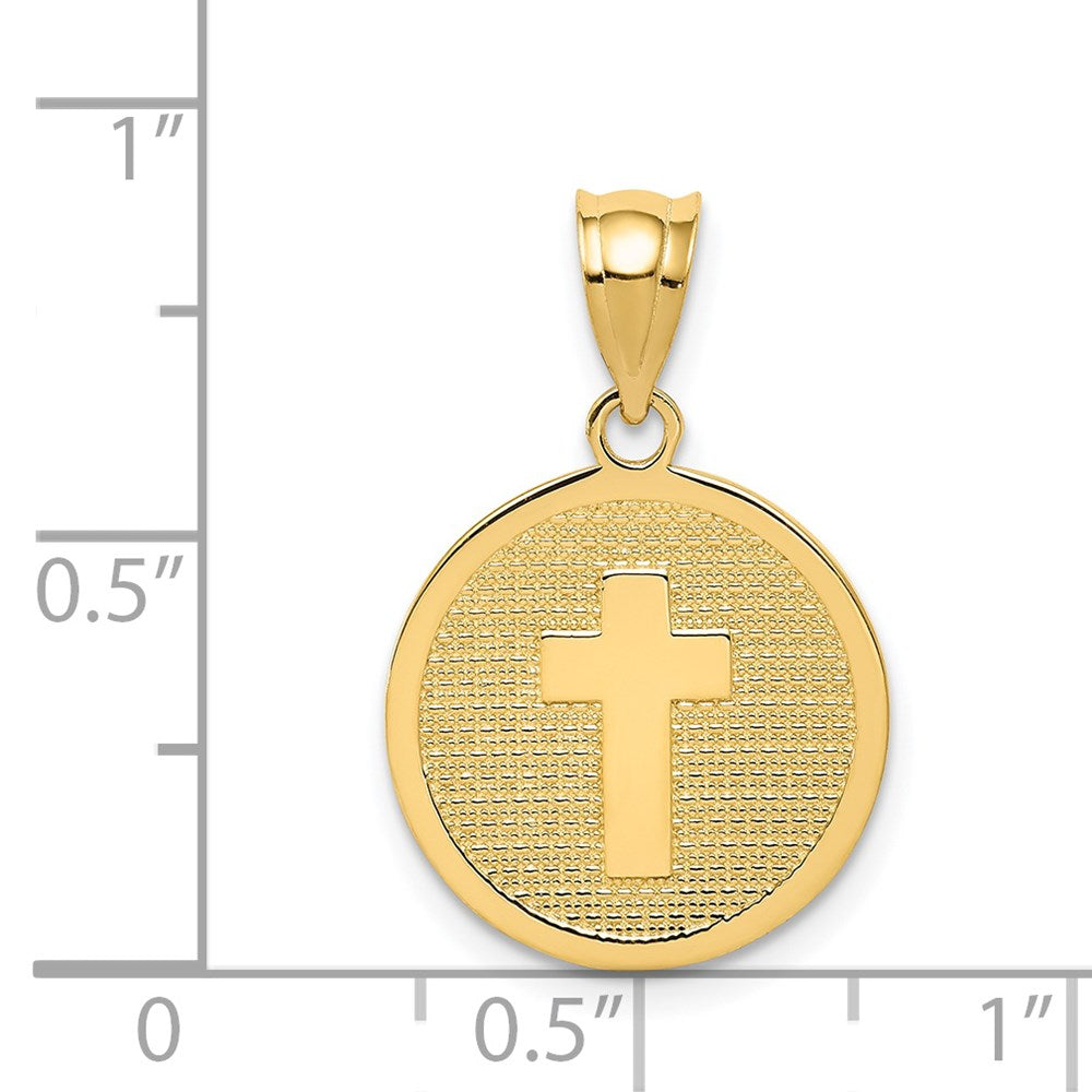 14k Yellow Gold Reversible Cross and GOD BLESS Charm