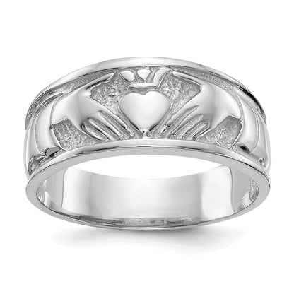 14k white gold ladies polished claddagh band k5119