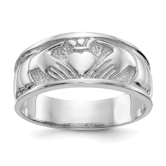 14k white gold ladies polished claddagh band k5119