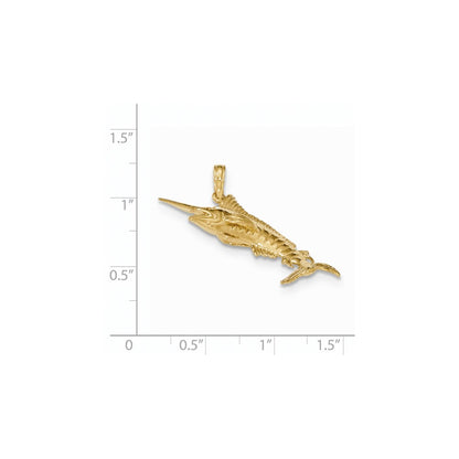 14k Yellow Gold Gold Polished Blue Marlin Fish Pendant