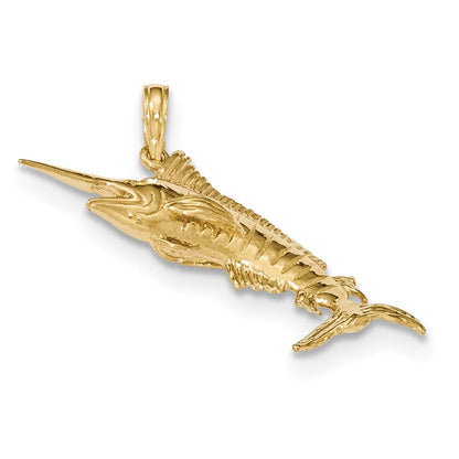 14k Yellow Gold Gold Polished Blue Marlin Fish Pendant