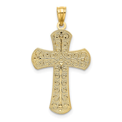 14k Two-tone Gold Polished 2 Level Cross Pendant