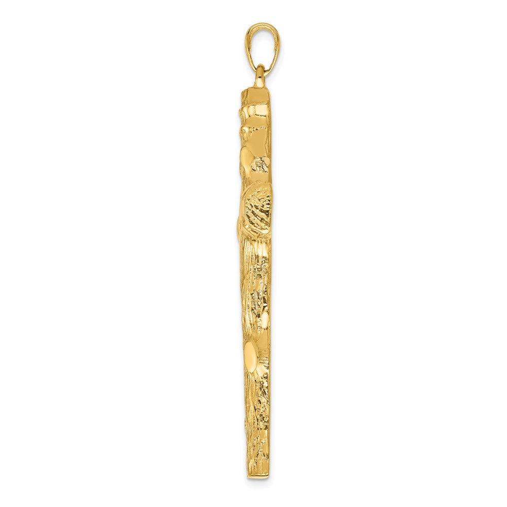 14k Yellow Gold Large Tree Textured Cross Pendant