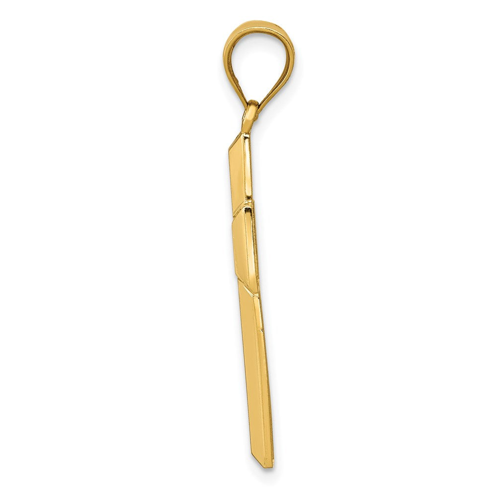 14k Yellow Gold Polished / Textured Cross Pendant