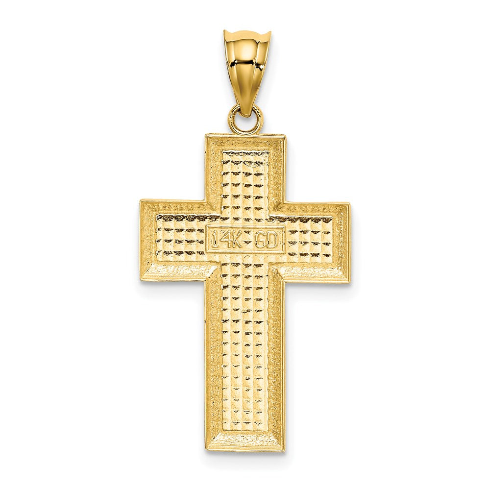 14k Yellow Gold Polished / Textured Cross Pendant