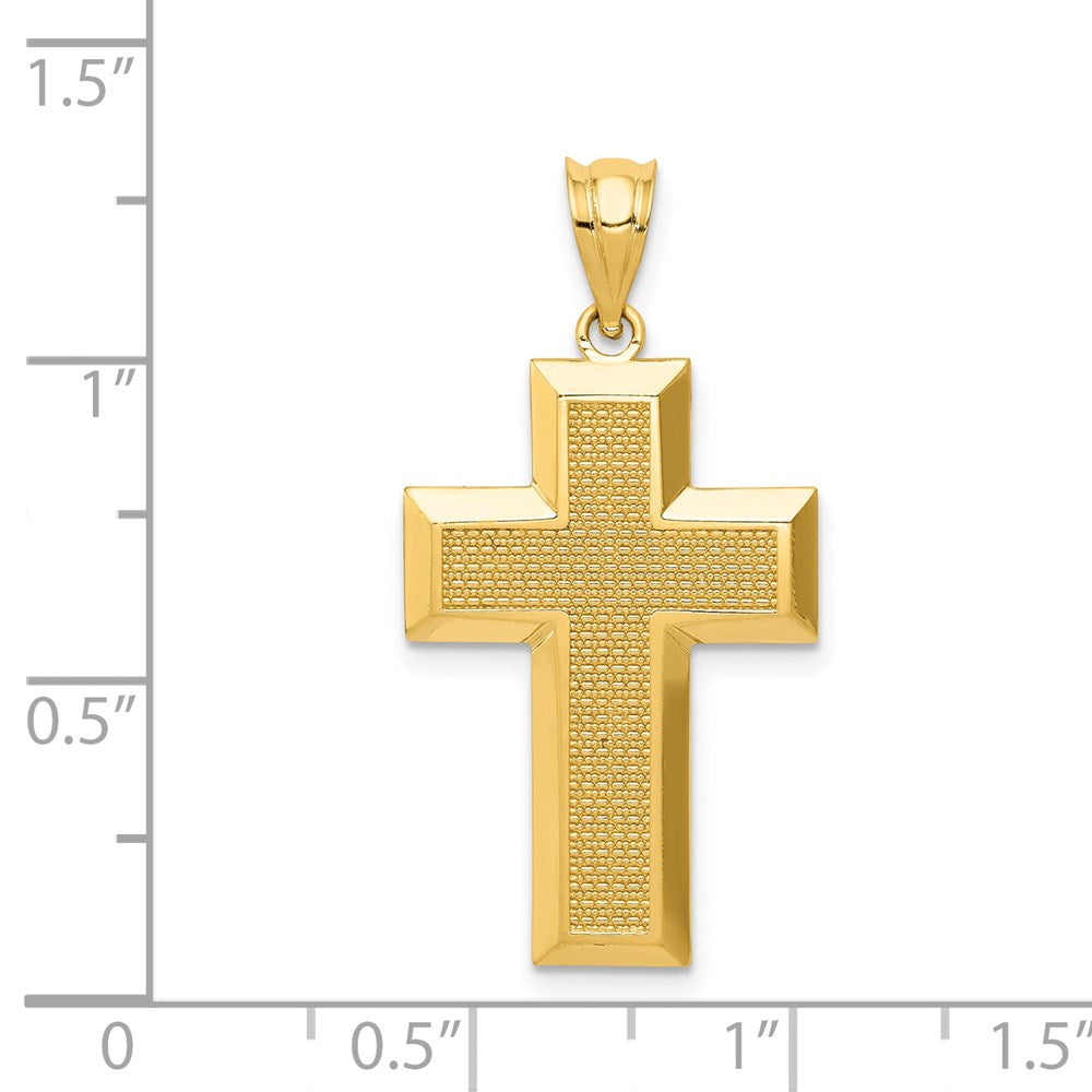 14k Yellow Gold Polished / Textured Cross Pendant