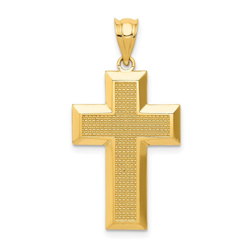 14k Yellow Gold Polished / Textured Cross Pendant