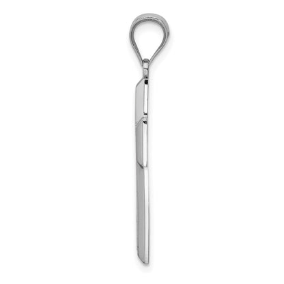 14k White Gold Polished / Textured Cross Pendant