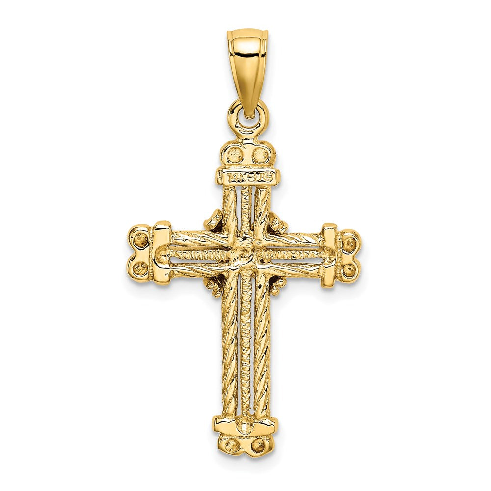14k Yellow Gold Gold Polished / Textured Cross Pendant