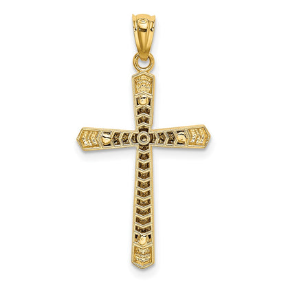 14k Y/W Gold Polished DC Cross with .015 Diamond Pendant