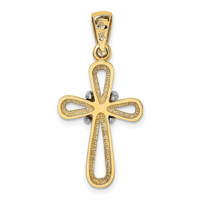 14k Two-tone Gold Cross  X  Center Pendant