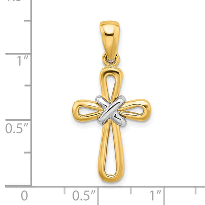 14k Two-tone Gold Cross  X  Center Pendant