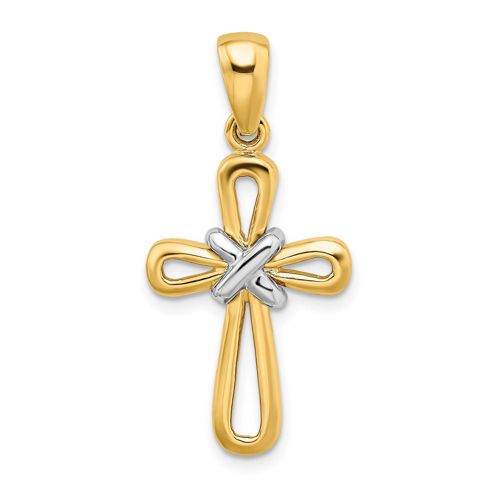 14k Two-tone Gold Cross  X  Center Pendant