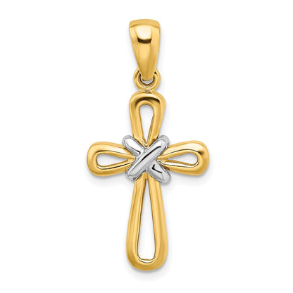14k Two-tone Gold Cross  X  Center Pendant