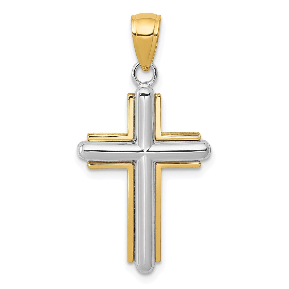 14k Two-tone Gold Cross Pendant