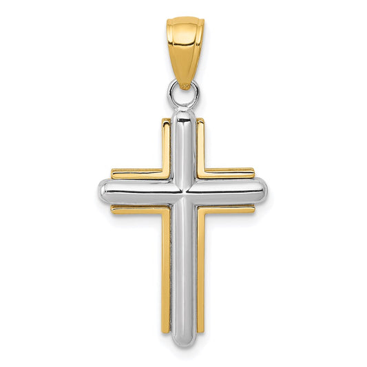 14k Two-tone Gold Cross Pendant