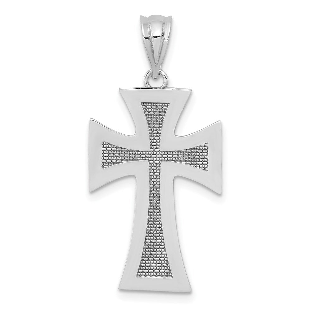14k White Gold Polished Cross Pendant