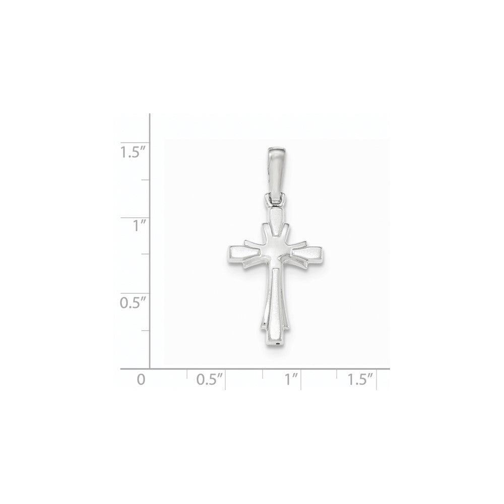 14k White GoldW Polished and Brushed Cross Pendant