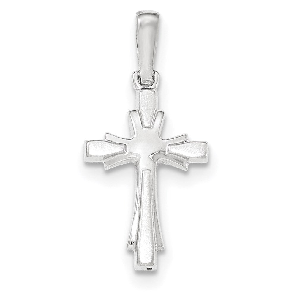 14k White GoldW Polished and Brushed Cross Pendant