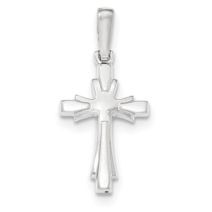 14k White GoldW Polished and Brushed Cross Pendant