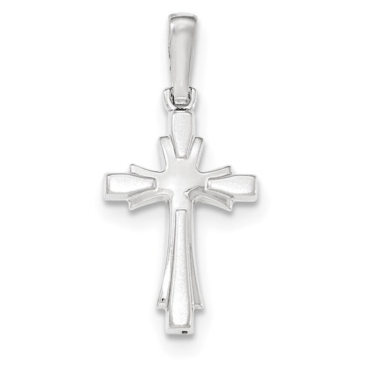 14k White GoldW Polished and Brushed Cross Pendant