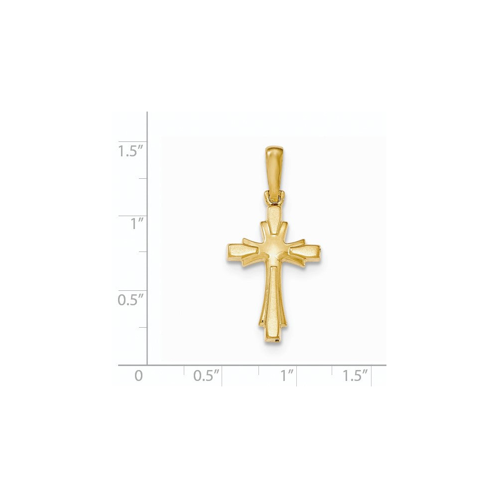 14k Yellow GoldY Polished and Brushed Cross Pendant