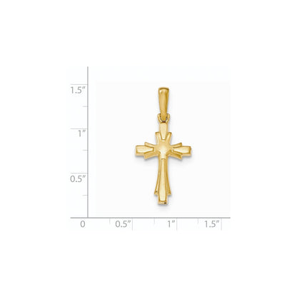 14k Yellow GoldY Polished and Brushed Cross Pendant