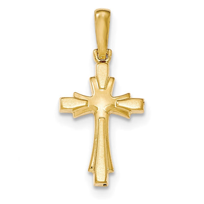 14k Yellow GoldY Polished and Brushed Cross Pendant