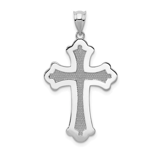 14k White Gold Polished Cross Pendant