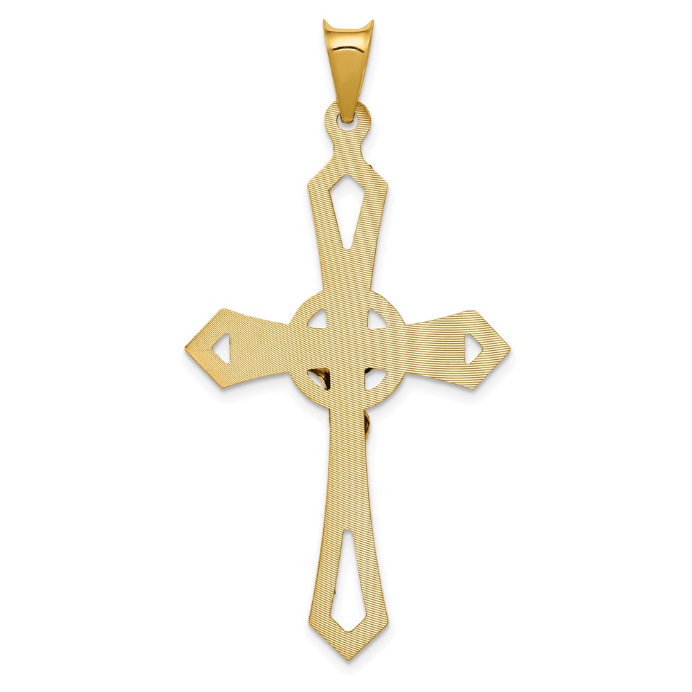 14k Yellow & Rhodium Gold and Rhodium Crucifix Cross Pendant