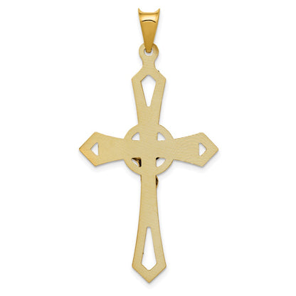 14k Yellow & Rhodium Gold and Rhodium Crucifix Cross Pendant