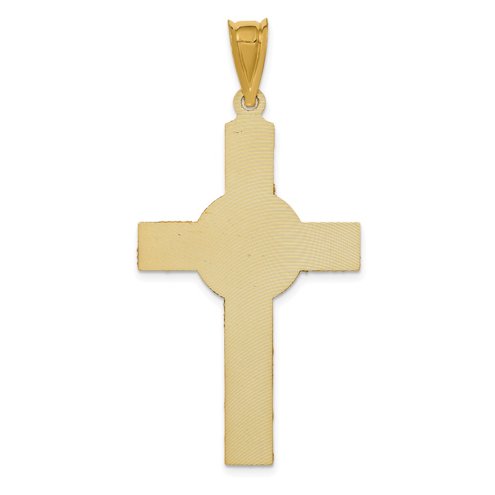 14k Yellow & Rhodium Gold w/Rose and White Rhodium Iona Crucifix Cross Pendant