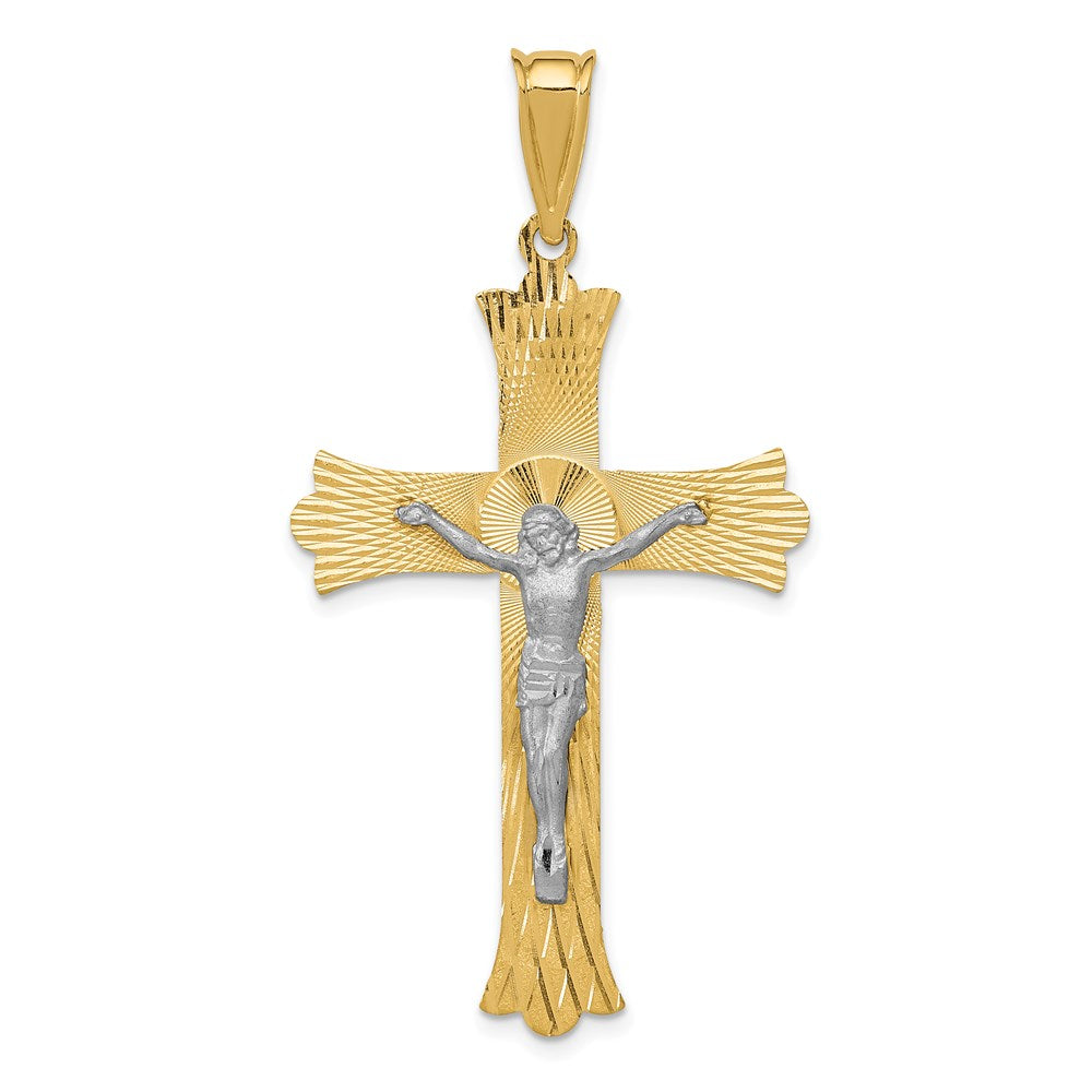 14k Two-tone Gold Two-tone Gold Polished Satin D/C Crucifix Cross Pendant