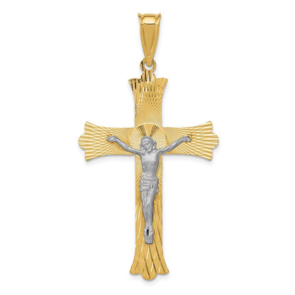 14k Two-tone Gold Two-tone Gold Polished Satin D/C Crucifix Cross Pendant