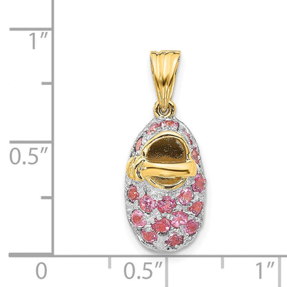 14k Yellow & Rhodium Gold & Rhodium Prong-Set October/Pink Tourmaline Baby Shoe Charm