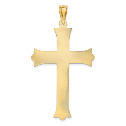 14k Yellow Gold Polished Satin and Diamond-cut Crucifix Cross Pendant