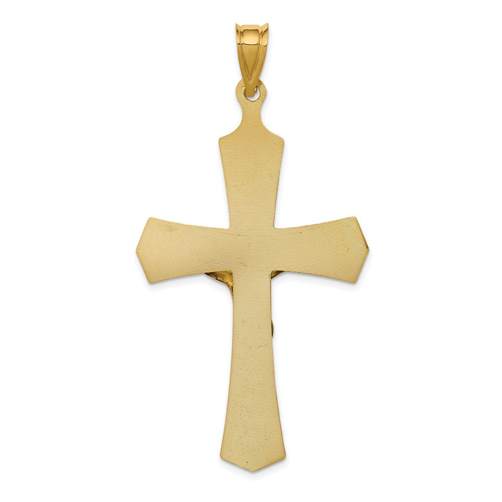 14k Yellow & Rhodium Gold w/Rose and White Rhodium Crucifix Cross Pendant