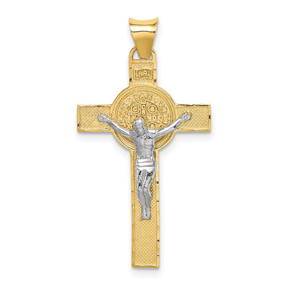 14k Two-tone Gold Two-tone Gold St. Benedict Medal Crucifix Cross Pendant