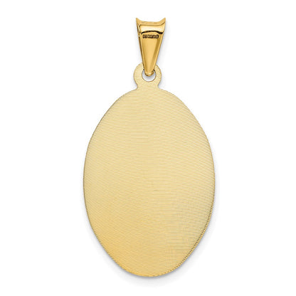 14k Yellow & Rhodium Gold w/Rose and White Rhodium D/C Sagrado Corazon Oval Pendant