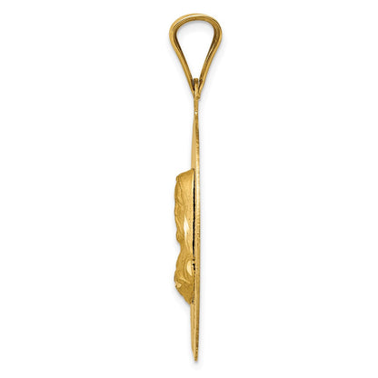 14k Yellow Gold Polished D/C Sagrado Corazon Oval Pendant