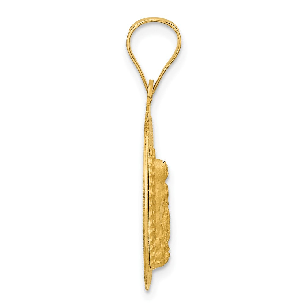 14k Yellow Gold Polished D/C Lady Of Guadalupe Circle Pendant