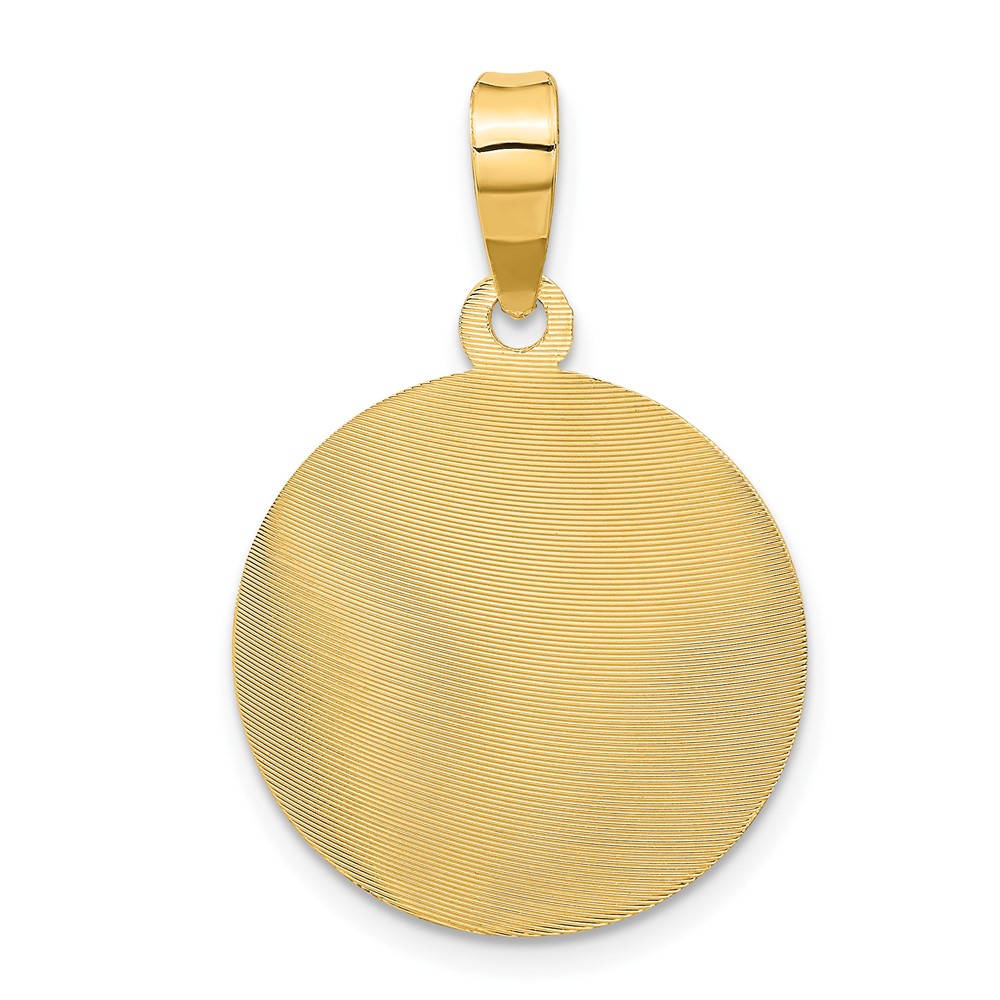 14k Yellow Gold Polished D/C Lady Of Guadalupe Circle Pendant