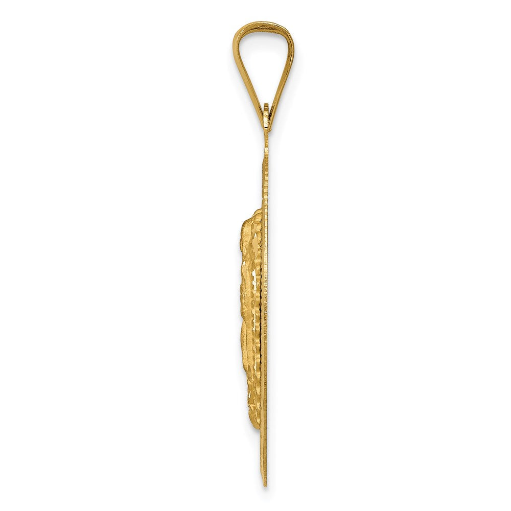 14k Yellow Gold Polished D/C  Lady Of Guadalupe Oval Pendant